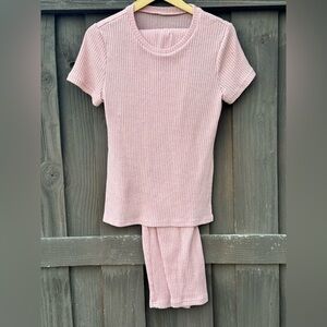 Ribbed Light Pink Pajama Lounge Set